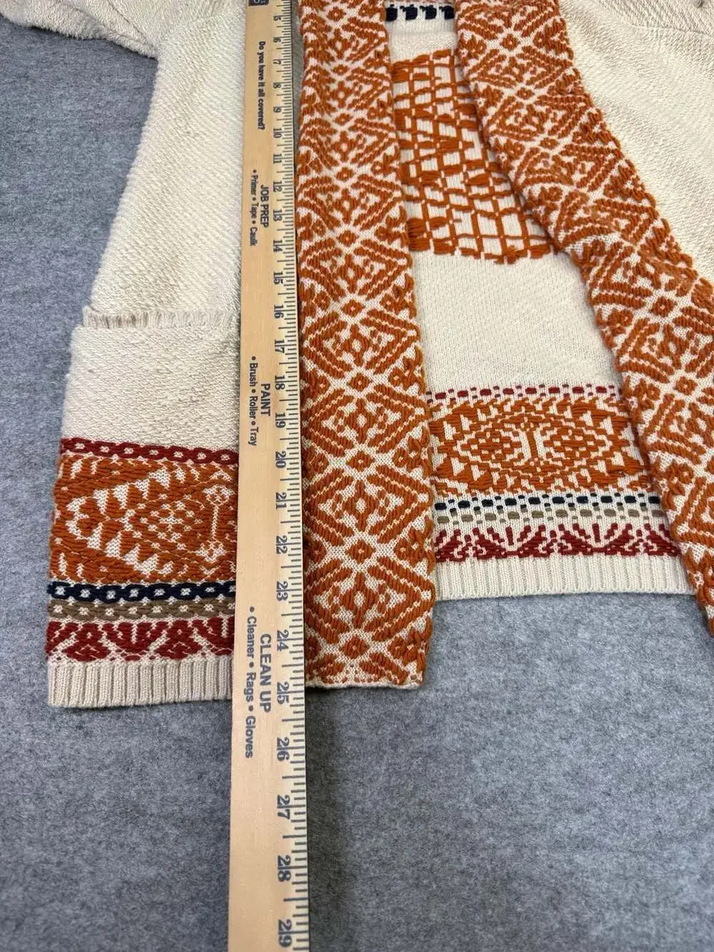 Lucky Brand Aztec Sweater Cardigan Size XS Open Front Nordic Boho Knit